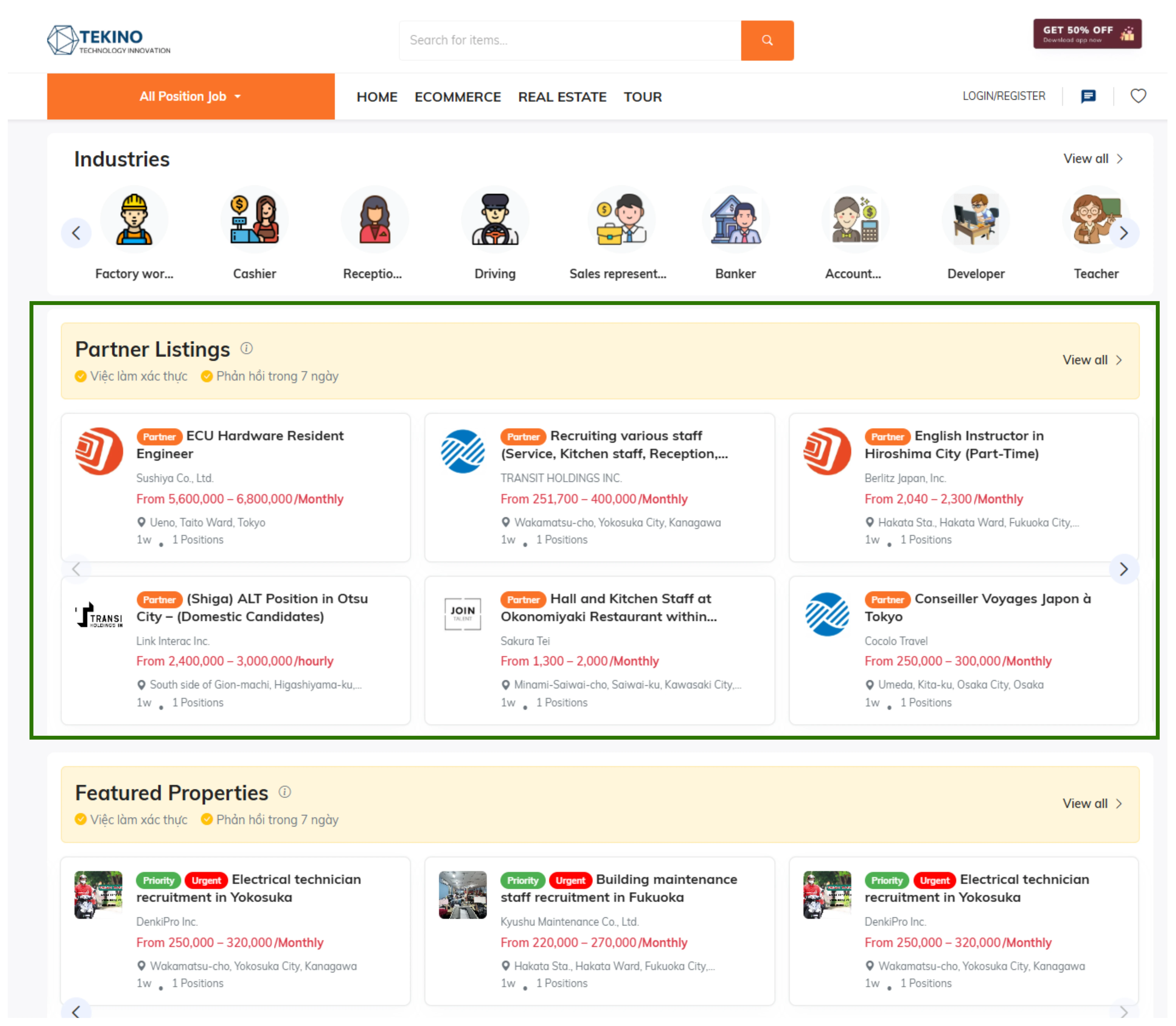 Vị trí hiển thị ưu tiên (Trang chủ)